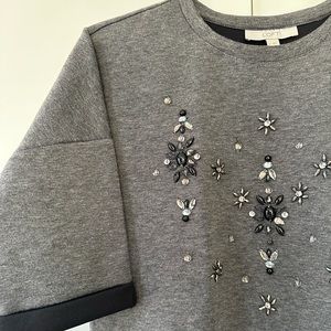 LOFT embroidered dark grey fleece - size Small